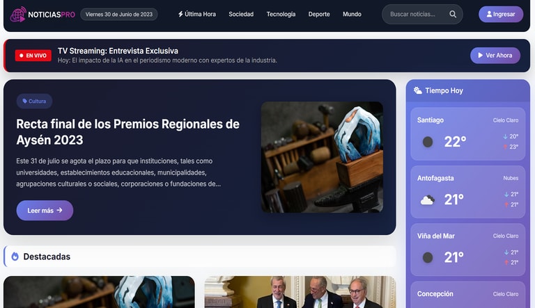NoticiasPro - Plataforma de Medios Digitales
